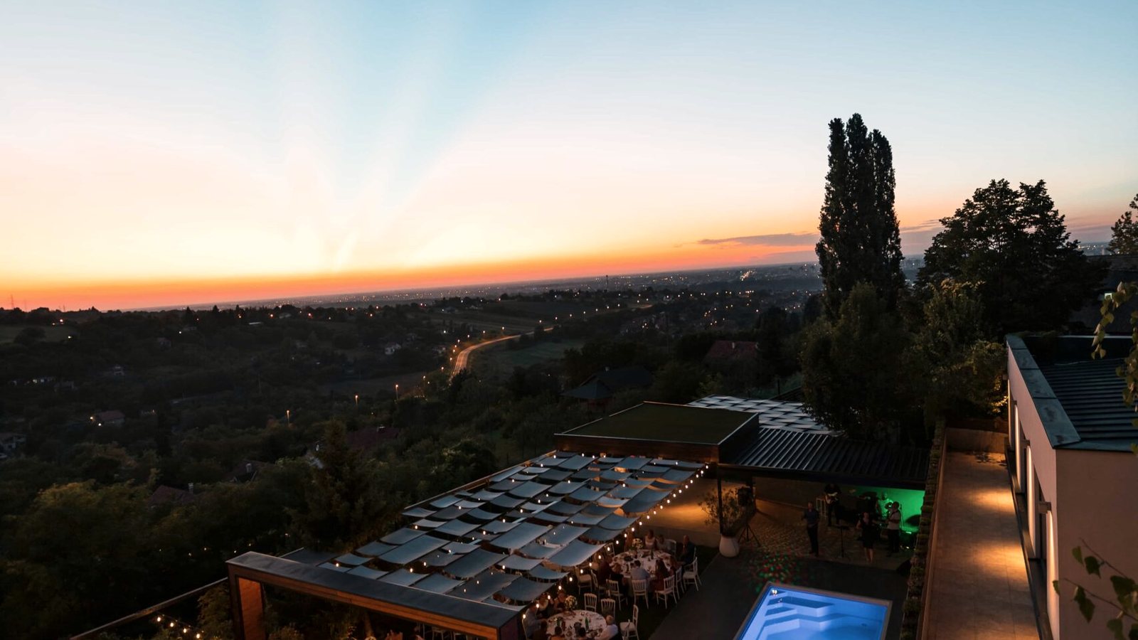 Aerial view of an outdoor event